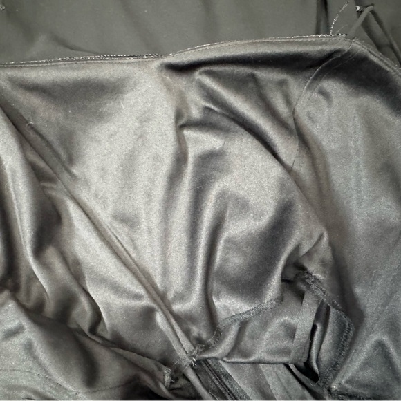 Vintage Black Beaded Embroidered High Low Midi Dress Witchy Romantic Goth Hoco - Picture 8 of 15